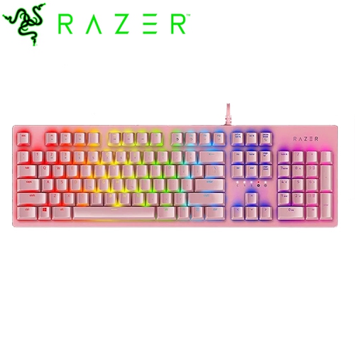 Razer Huntsman 獵魂光蛛 一般版 紫軸機械式鍵盤-粉晶英文(2Y)