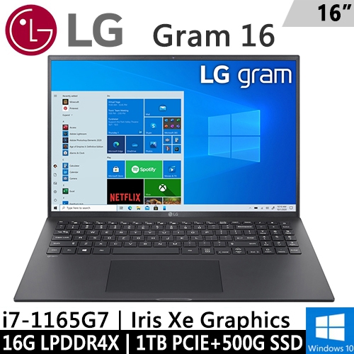 LG Gram 16Z90P-G.AA78C2-SP1 16"黑色(i7-1165G7/16G LPDDR4X/1TB PCIE+500G SSD/W10/WQXGA)特仕版
