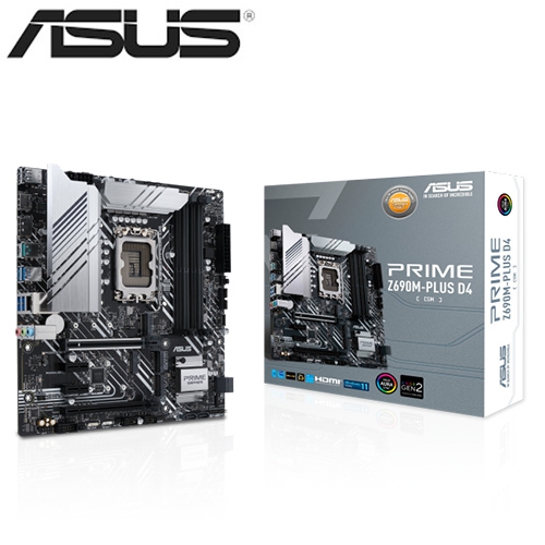 ASUS PRIME Z690M-PLUS D4-CSM(M-ATX/1H1P/Intel 1G/註冊四年保)(送美光P2-500G)