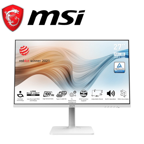 微星 Modern MD272XPW 27型 白(IPS平面/1H1DP1Type-C/1ms/含喇叭/100Hz/減藍光抗閃)