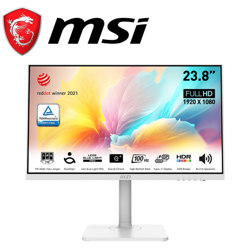 微星 Modern MD2412PW 24型 白(IPS平面/1H1Type-C/1ms/含喇叭/100Hz/減藍光抗閃)