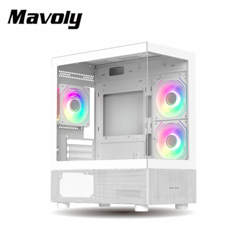 (搭機價)Mavoly 4070 白 海景房(M-ATX/ITX/CPU高16.5cm/顯卡長34.5cm/A.RGB*3/海景玻璃)