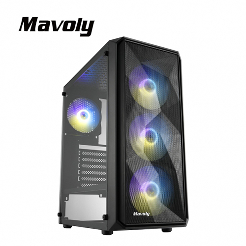 (搭機價)Mavoly 黑加侖 ATX/U3*1/U2*2/ARGB Fan*4/黑化/下置電源/玻璃側透