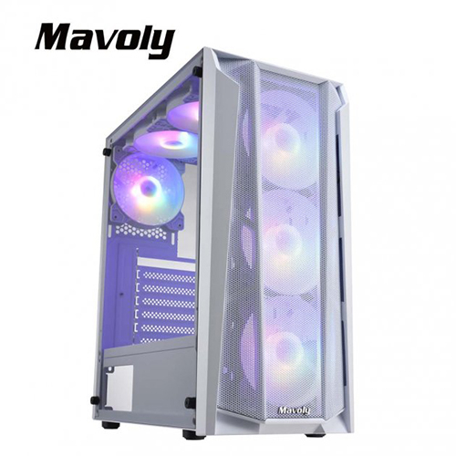 (搭機價)Mavoly 荔枝 白 ATX/CPU高16.5/顯卡長28.5/玻璃側板//12*12 ARGB FAN*6 下置電源