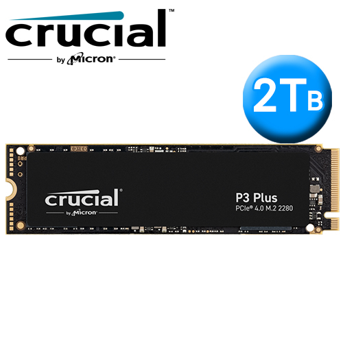 美光 P3 Plus 2TB M.2 2280 PCIe 4.0 SSD(讀:5000M/寫:4200M/QLC顆粒/五年)
