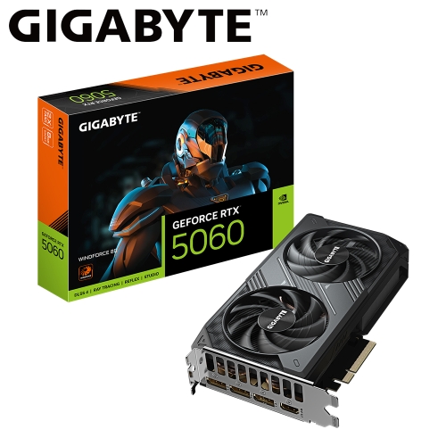 技嘉 N5060WF2-8GD RTX 5060 WINDFORCE 8G(2497MHz/8G GDDR7/1H3DP/19.9cm/雙風扇/註4年)