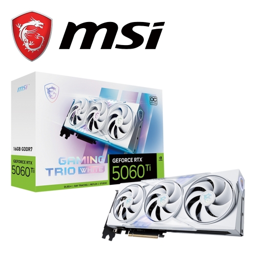 微星 RTX5060TI 16G GAMING TRIO OC WHITE 白(2662MHz/1H3DP/30cm/三風扇)
