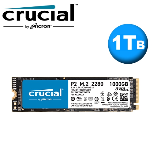美光 P2 1TB M.2 2280 PCIe SSD (讀:2400M/寫:1800M/3D QLC/5年保)