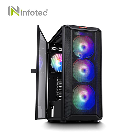 infotec CS-CX480 (ATX/CPU高16cm/VGA 34cm/12cm RGB*4/下置電源/玻璃磁吸透側)